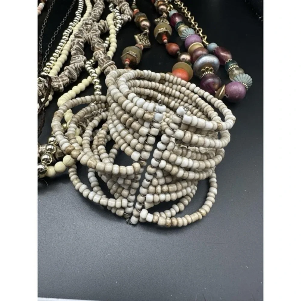 Vintage Lot Necklaces Robert Rose‎ Wood Boho Ethnic Stone Beaded Bronze Tone